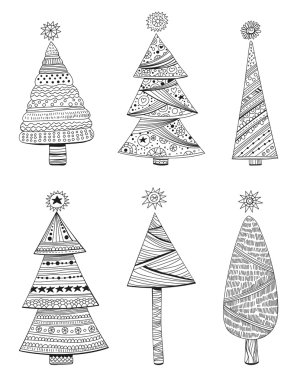 Doodle Christmas trees vector Doodle Christmas trees vector