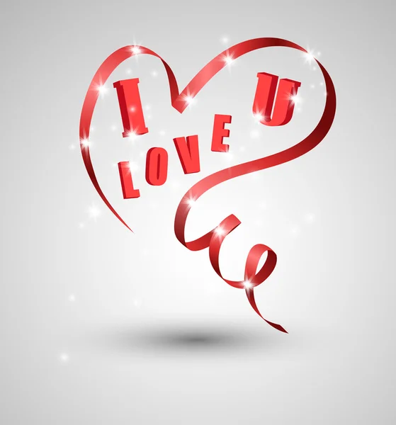 Nastro rosso cuore per San Valentino — Vettoriale Stock