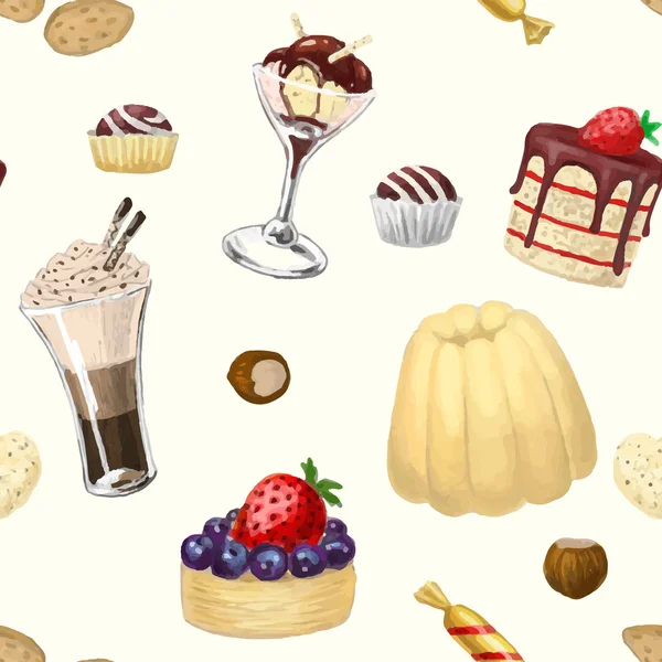 Postres elaborados a mano — Vector de stock