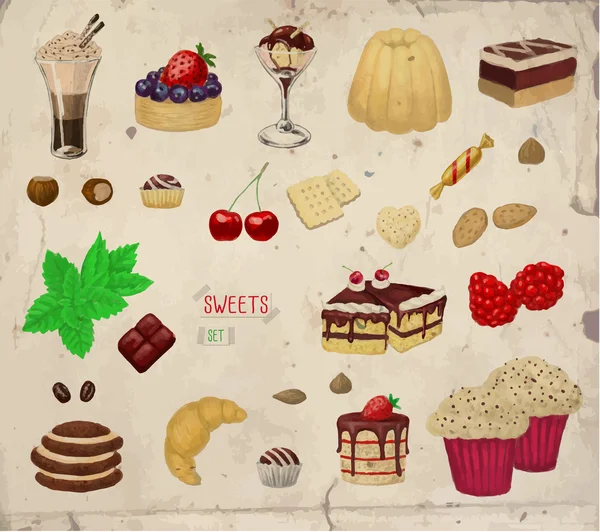 Postres elaborados a mano — Vector de stock