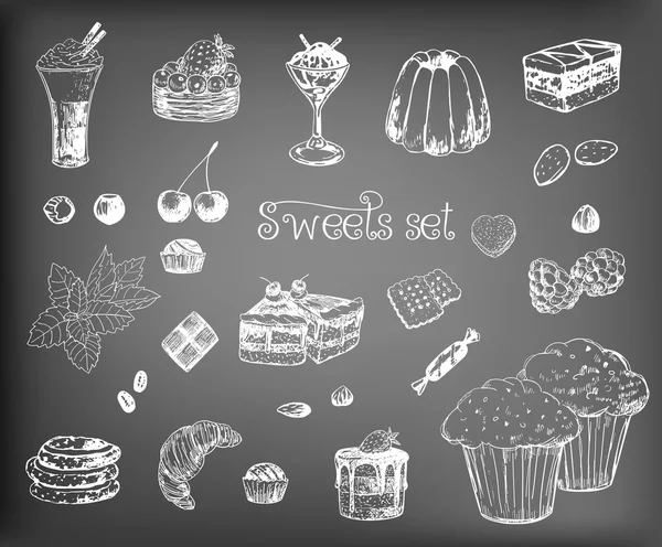 Desserts dessinés à la main — Image vectorielle