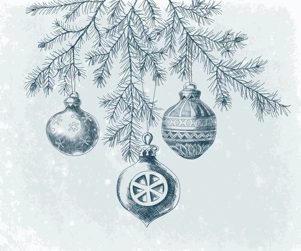 Noel kartı baubles ile — Stok Vektör