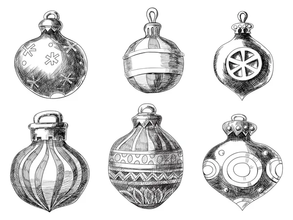 Boules de Noël drwan main — Image vectorielle