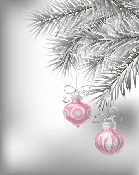 Kerstkaart met kerstballen — Stockvector