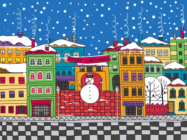 Doodle ciudad de invierno — Vector de stock