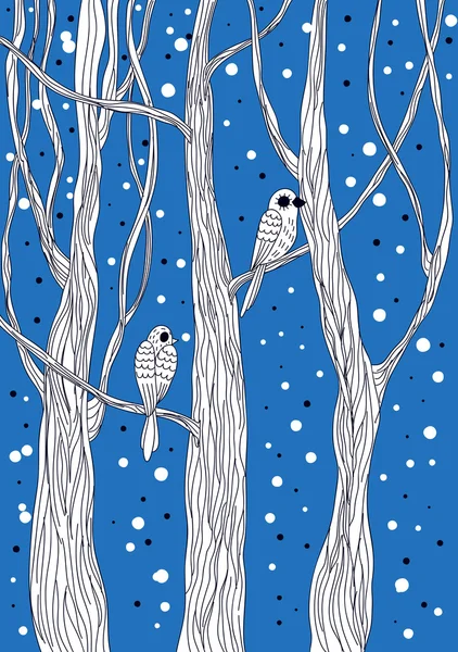 Doodle winter kaart — Stockvector