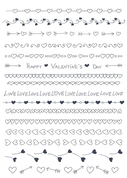 Hand drawn Heart borders — Stock Vector