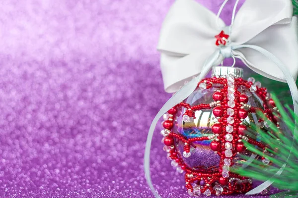 Conta Bonita Muito Brilhante Brinquedo Para Árvore Natal Balão Natal — Fotografia de Stock