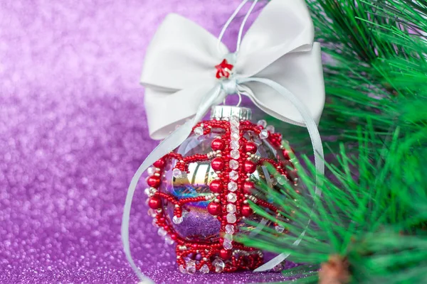 Conta Bonita Muito Brilhante Brinquedo Para Árvore Natal Balão Natal — Fotografia de Stock