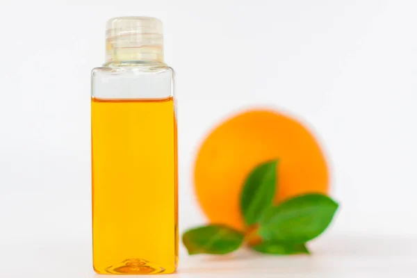 Orange Oil Body Orange White Background Organic Spa Cosmetics Herbal — Stock Photo, Image