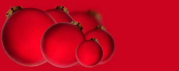 Christmas Banner Red Balls Red Background Christmas Holiday Greetings Background — Foto Stock
