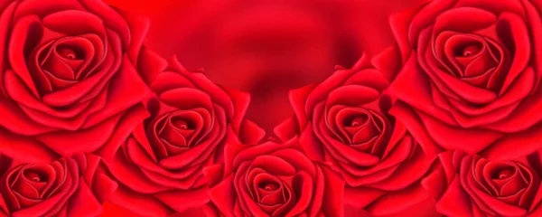 Gyönyörű Piros Háttér Képeslapokhoz Grafikai Művekhez Fényes Rózsák Vörös Háttérrel — Stock Fotó