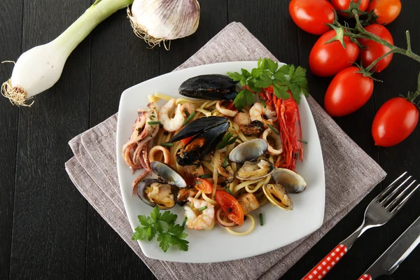 Pastas italianas con mariscos — Foto de Stock