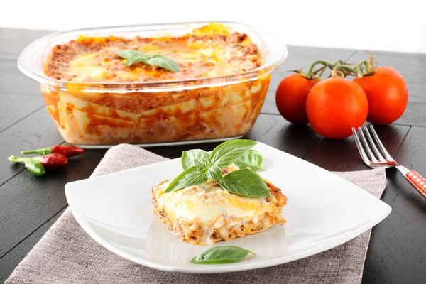 Lasagne with meat and bechamel — Stockfoto