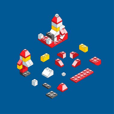 Blokların cücesi. Isometric İnşaatçı. Bloklar