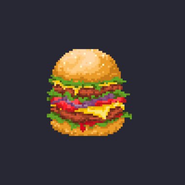 Piksel sanatı fast food. Piksel burger.