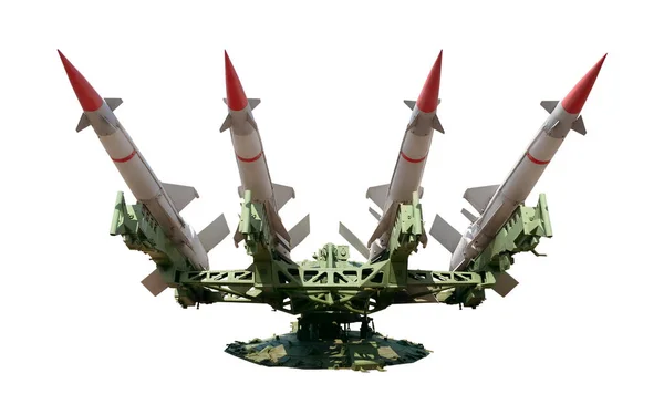 Misiles Antiaéreos Lanzador Vista Frontal Aislado Sobre Fondo Blanco —  Fotos de Stock