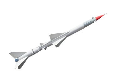 Multistage anti-aircraft air defense missile. Side view. Isolated on a white background  clipart