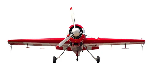 프로펠러가 피스톤 엔진이 스포츠 항공기의 전면시야 배경에 고립됨 — 스톡 사진