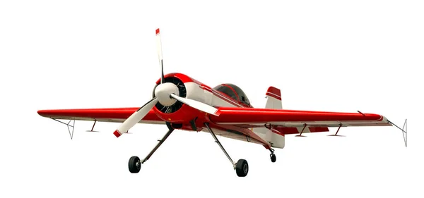 Vue Face Avion Sport Acrobatique Rouge Avec Moteur Piston Hélice — Photo