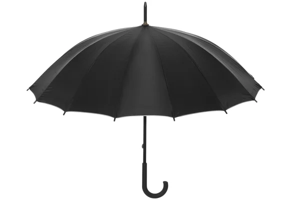 Parapluie ouvert simple noir sur fond blanc, chemin de coupe — Photo