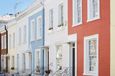 Renkli İngilizce cepheler Londra'da evler 