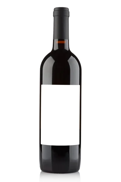 Bottiglia di vino rosso con etichetta bianca — Foto Stock