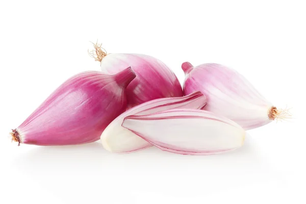 Red onions and section, Tropea type on white — Stock Photo, Image