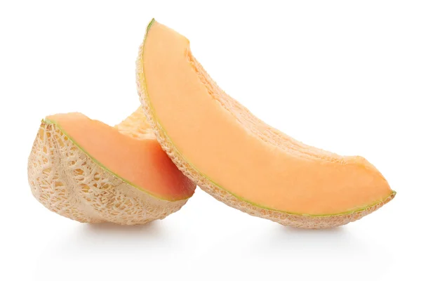 Cantaloupe melon slices on white, clipping path — Stock Photo, Image