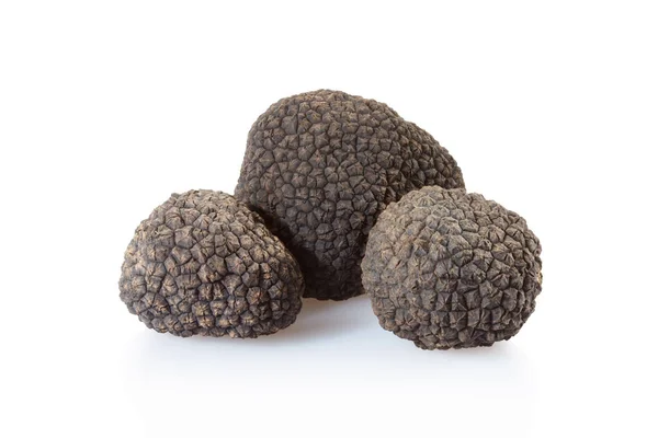 Groupe Truffes Noires Isolées Sur Fond Blanc Chemin Coupe Inclus — Photo