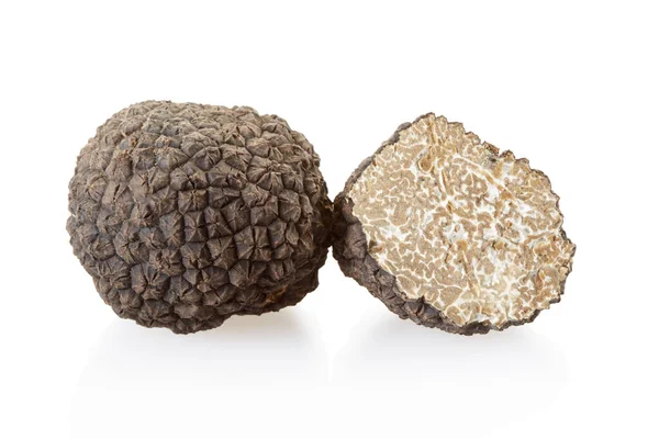 Black Truffle Section Isolated White Clipping Path Included — Stock Photo, Image