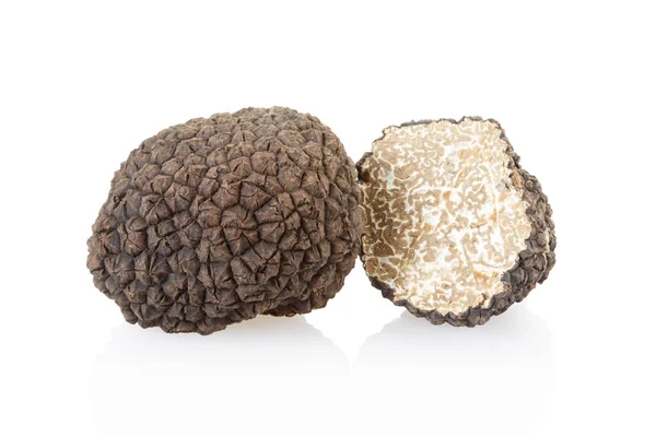Black Truffle Section Isolated White Clipping Path Included — Stock Photo, Image