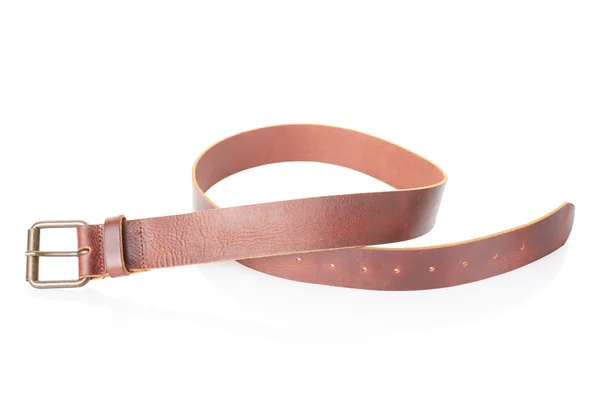 Brown leather men belt on white — Stock Photo, Image