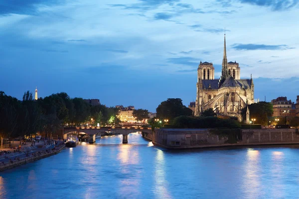 La Cattedrale di Notre Dame de Paris la sera — Foto Stock