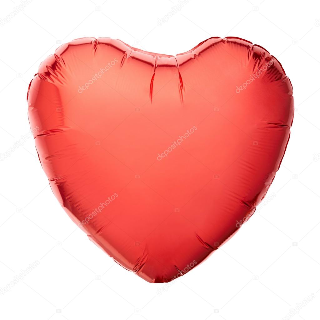 Red heart balloon on white