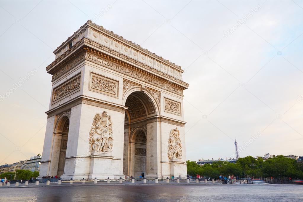 Arc de Triomphe in Paris, morning in France