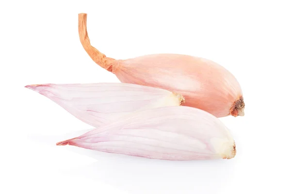 Shallot and half on white, clipping path — Stock Photo, Image