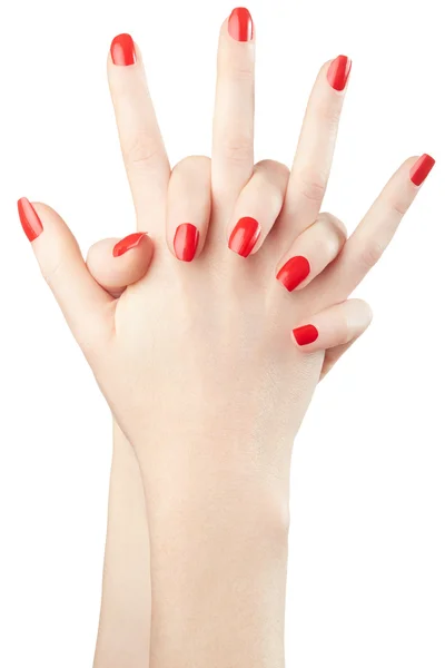 Female hands with red nail polish — Stock Image Female hands with red nail polish Stock Picture