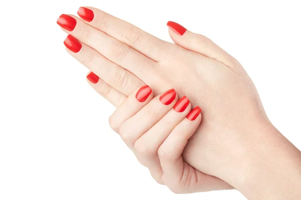 Female hands with red nail polish manicure — Stock Image Female hands with red nail polish manicure Stock Image