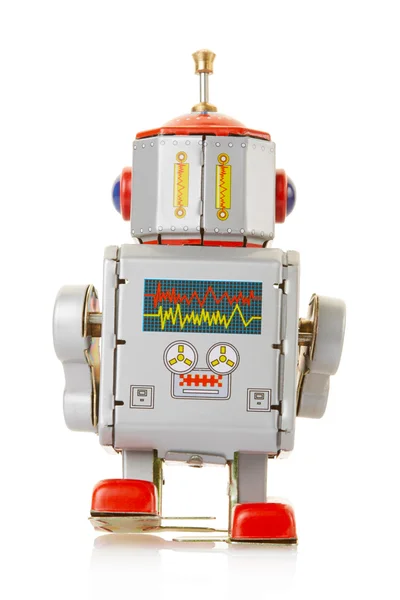 机器人的古董玩具背 — 图库照片
