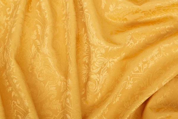 Arany damaszt virágos gobelin hullámos textúra háttér — Stock Fotó