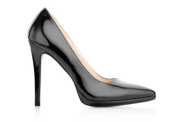 Chaussure noire pour femme sur blanc — Photo