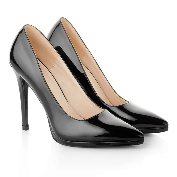 Czarne eleganckie buty dla kobiety, ścieżki przycinającej — Zdjęcie stockowe