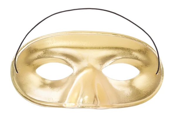 Карнавальная золотая маска на белом — стоковое фото