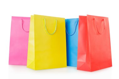 Kağıt grubunda renkli alışveriş torbaları
