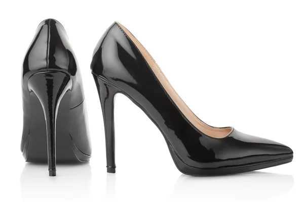Svarta högklackade skor, laterala och bakre syn — Stockfoto