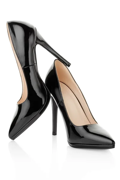 Negro zapatos de tacón alto par para mujer — Foto de Stock