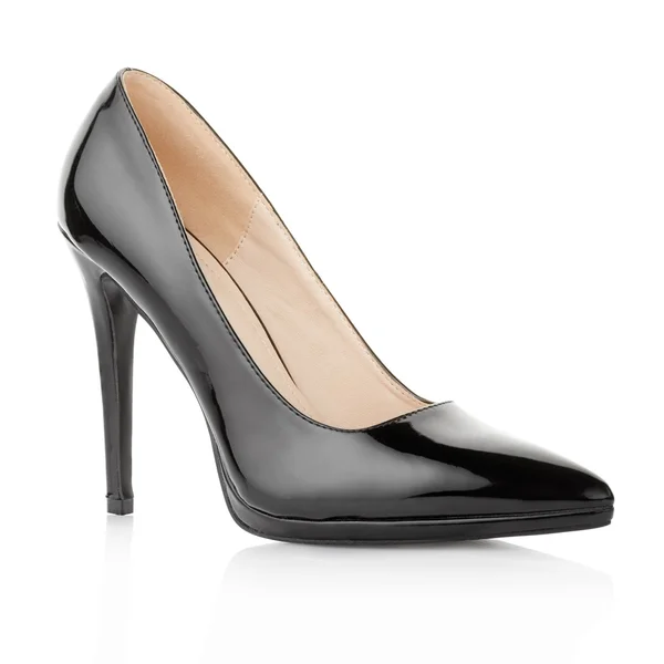 Czarne buty dla kobiety na biały — Zdjęcie stockowe