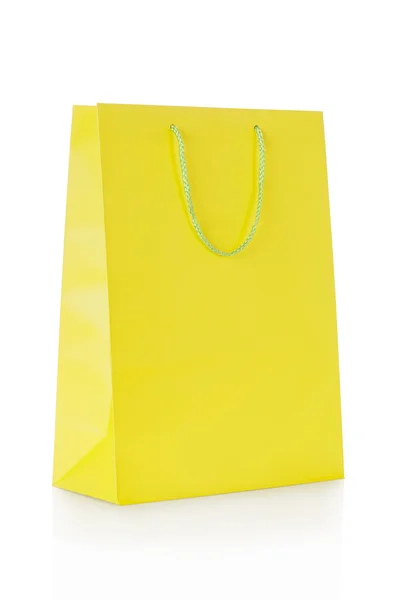 Bolsa de compras amarela em papel — Fotografia de Stock