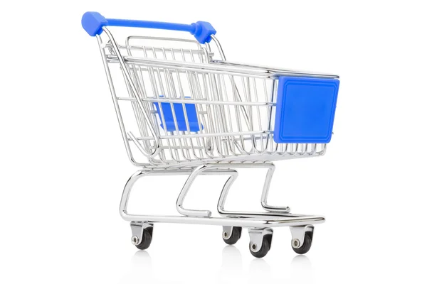 Carrito de compras azul aislado en blanco — Foto de Stock